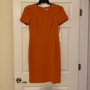 Calvin Klein Orange Dress with Gold Detailing -Sz 10